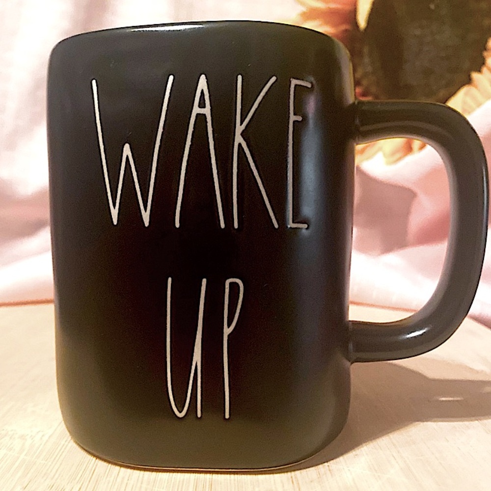 Rae Dunn Black White Wake Up Mug Magenta Collection Artisan Collection NWT